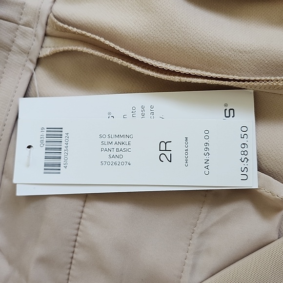 NWT Chico's Women's So Slimming Ankle Beige/Sand Dress Pants, Size 12 R - Picture 10 of 13